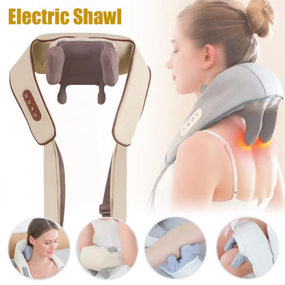 Electric Shoulder Heating Acupressure Kneading Massage Machine, Wireless Trapezius Massage Neck Wrap, Cervical Deep Tissue Relax