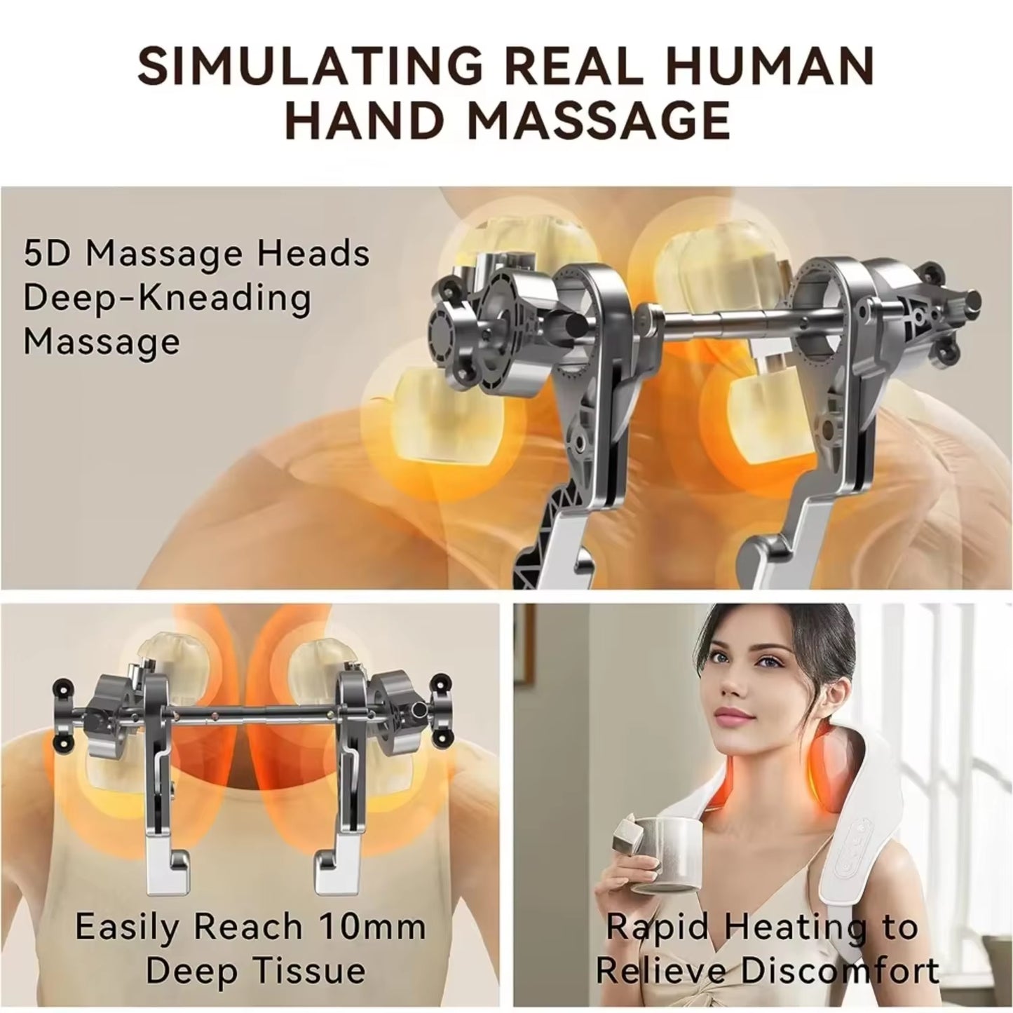 Electric Shoulder Heating Acupressure Kneading Massage Machine, Wireless Trapezius Massage Neck Wrap, Cervical Deep Tissue Relax
